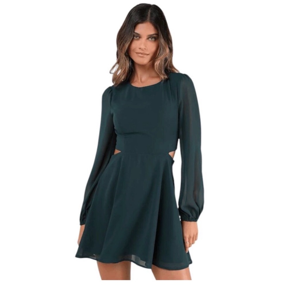 Lulu's Dark Teal Long Sleeve Dress
